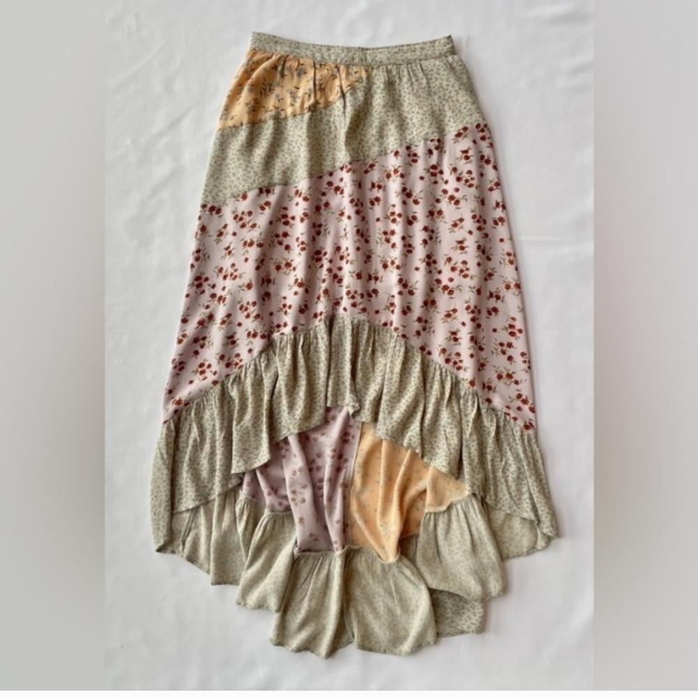 American Eagle Boho Patchwork High Low Skirt Ruff… - image 6
